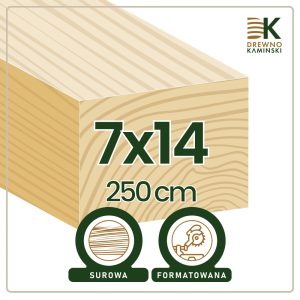 Kantówka 7x14x250 [cm] Surowa, Formatowana